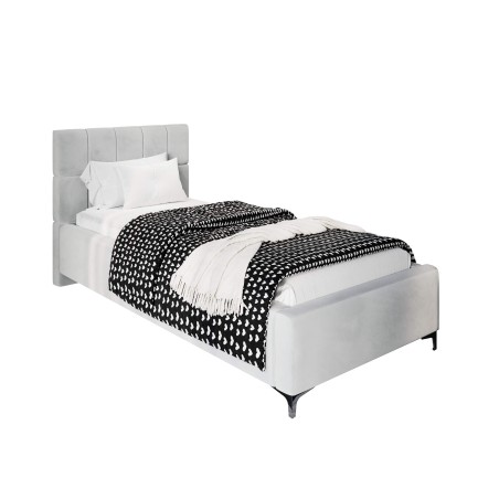 Einzelbett 120x200 cm mit Kopfteil, Bettkasten und Lattenrost mit Metallrahmen, Polsterbett IMPERIA S14