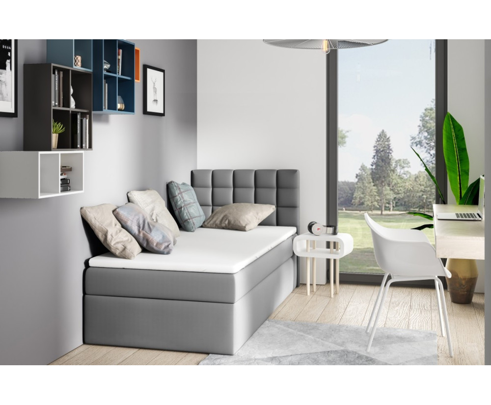 BEST 1M Jugendbett 90x200 cm, Einzelbett, Polsterbett mit Bettkasten und Matratze