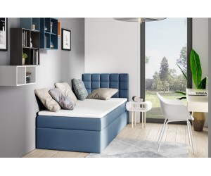 BEST 1M Einzelbett 80x200 cm, Jugendbett, Polsterbett mit Bettkasten und Matratze