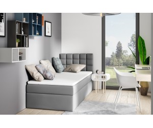 BEST 1M Polsterbett 100x200 cm, Einzelbett, Jugendbett mit Bettkasten und Matratze