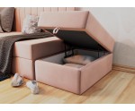 INTARO A27 Einzelbett 90x200 cm, Jugendbett, Polsterbett mit Sitzpuff, Sitzhocker, Riviera 82 Asche