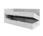 INTARO A27 Polsterbett 100x200 cm, Jugendbett, Einzelbett mit Sitzpuff, Sitzhocker, Riviera 82 Asche