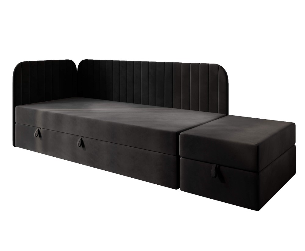 Kontinentalbett 90x200 cm für Jugendzimmer mit Sitzpuff, INTARO A28