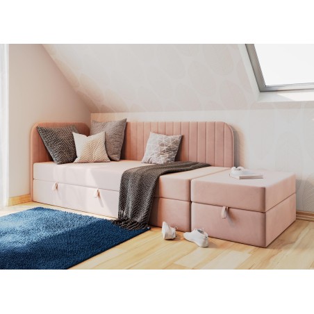 INTARO A28 Kontinentalbett 100x200 cm für Jugendzimmer mit Sitzpuff