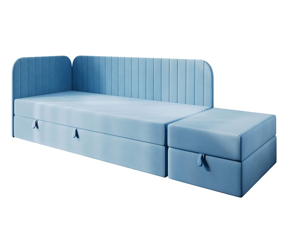 Kontinentalbett 100x200 cm für Jugendzimmer mit Sitzpuff, INTARO A28