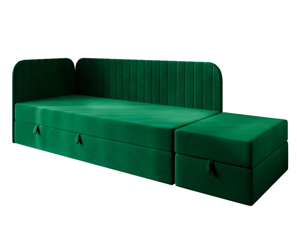 Eckbett 120x200 cm für Jugendzimmer mit Sitzpuff, INTARO A28