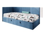 Jugendbett 80x200 cm, Polsterbett, Einzelbett mit Bettkasten, Kopfteil und Seitenblende, SPEED 1R