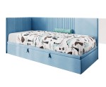 Jugendbett 90x200 cm, Polsterbett, Einzelbett mit Bettkasten, Kopfteil und Seitenblende, SPEED 1R