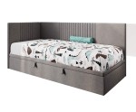 Jugendbett 90x200 cm, Polsterbett, Einzelbett mit Bettkasten, Kopfteil und Seitenblende, SPEED 1R