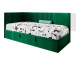 Jugendbett 100x200 cm, Polsterbett, Einzelbett mit Bettkasten, Kopfteil und Seitenblende, SPEED 1R