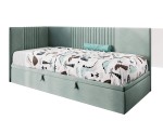 Jugendbett 100x200 cm, Polsterbett, Einzelbett mit Bettkasten, Kopfteil und Seitenblende, SPEED 1R