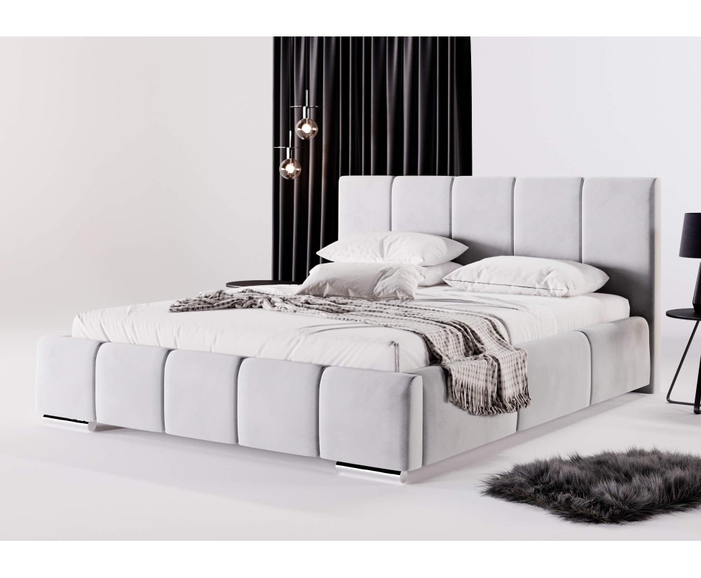 Ehebett 180x200 cm, Polsterbett mit Bettkasten, Lattenrost mit Metallrahmen, IMPERIA S01
