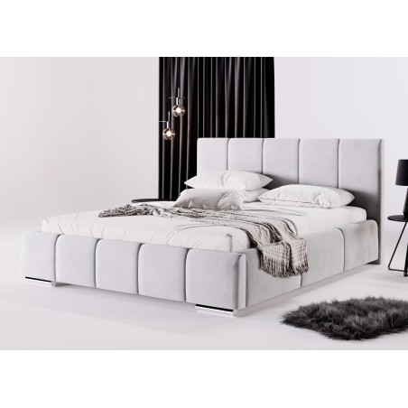 Ehebett 180x200 cm, Polsterbett mit Bettkasten, Lattenrost mit Metallrahmen, IMPERIA S01