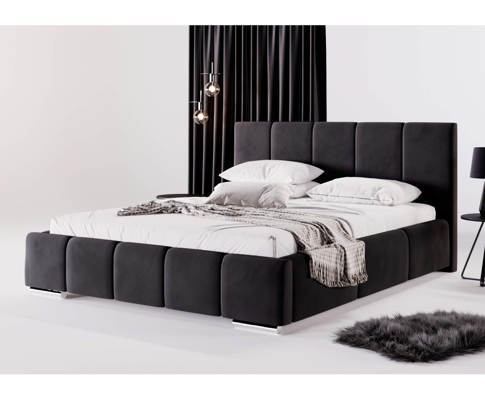 Ehebett 180x200 cm, Polsterbett mit Bettkasten, Lattenrost mit Metallrahmen, IMPERIA S01