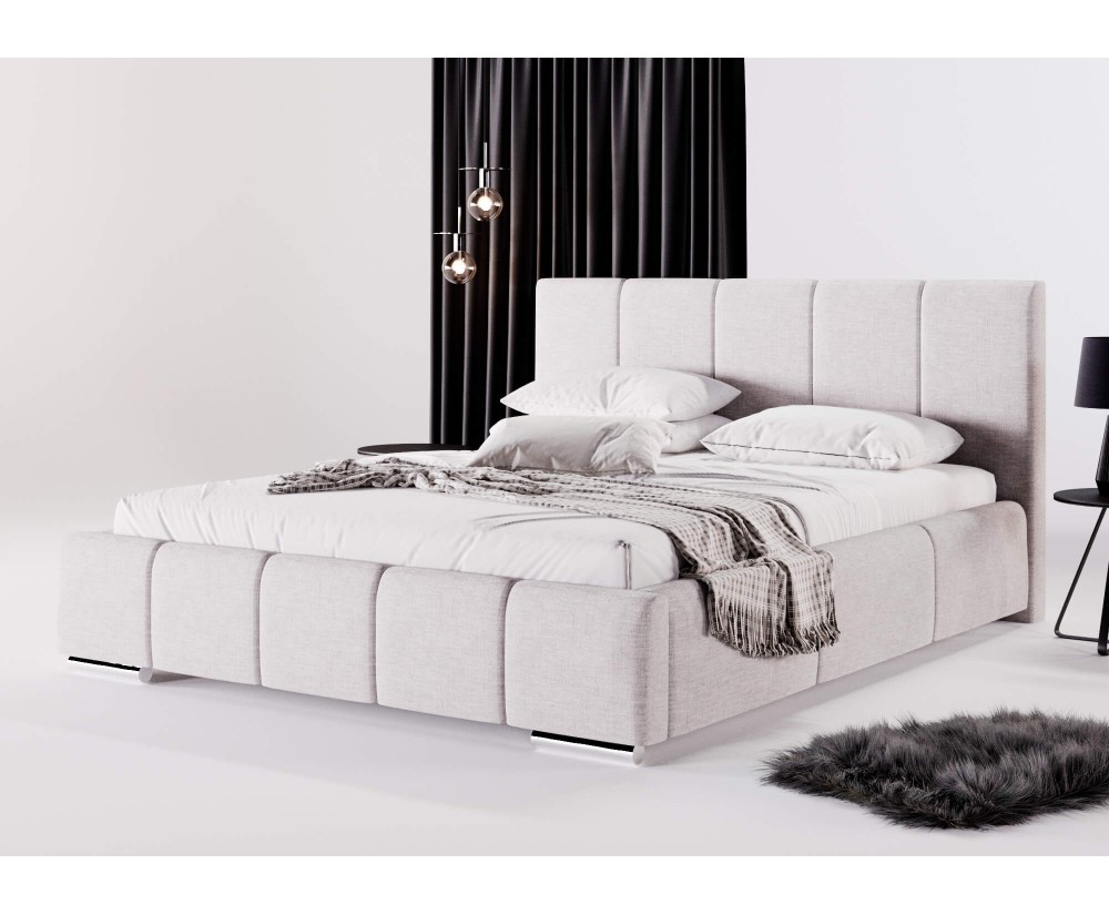 Ehebett 180x200 cm mit Stauraum, Lattenrost mit Metallrahmen, Doppelbett IMPERIA S01