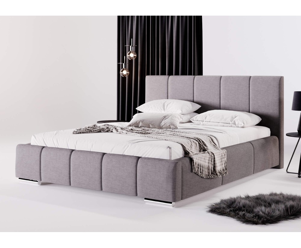Ehebett 180x200 cm mit Stauraum, Lattenrost mit Metallrahmen, Doppelbett IMPERIA S01