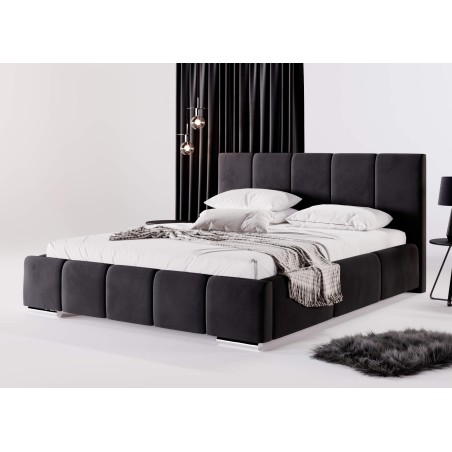 Polsterbett 200x200 cm, Doppelbett mit Bettkasten, Lattenrost mit Metallrahmen, IMPERIA S01