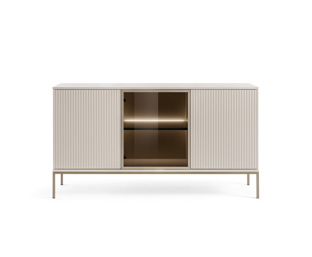 Kommode K 154 EVITA dreitürig mit LED, Front 3D mit Lamellen, Kaschmir Kommode K 154 EVITA dreitürig mit LED, Front 3D mit Lamellen, Kaschmir