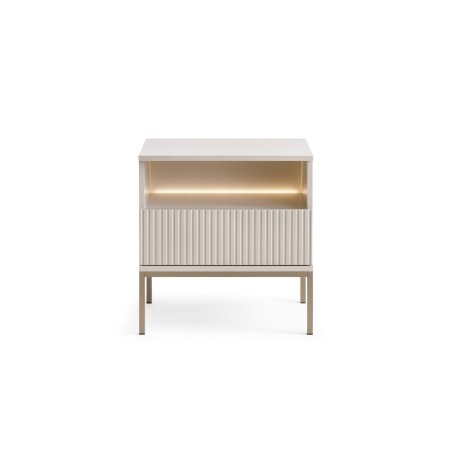 Nachttisch EVITA S54 mit Front 3D, LED-Beleuchtung, Schublade mit Lamellen, Kaschmir