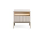 Nachttisch EVITA S54 mit Front 3D, LED-Beleuchtung, Schublade mit Lamellen, Kaschmir