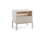 Nachttisch EVITA S54 mit Front 3D, LED-Beleuchtung, Schublade mit Lamellen, Kaschmir