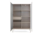 Hohe Vitrine mit LED, 3D-Front mit Lamellen, Kaschmir, EVITA WTSZ 104
