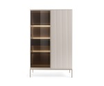 Hohe Vitrine mit LED, 3D-Front mit Lamellen, Kaschmir, EVITA WTSZ 104