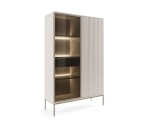 Hohe Vitrine mit LED, 3D-Front mit Lamellen, Kaschmir, EVITA WTSZ 104