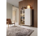 Hohe Vitrine mit LED, 3D-Front mit Lamellen, Kaschmir, EVITA WTSZ 104
