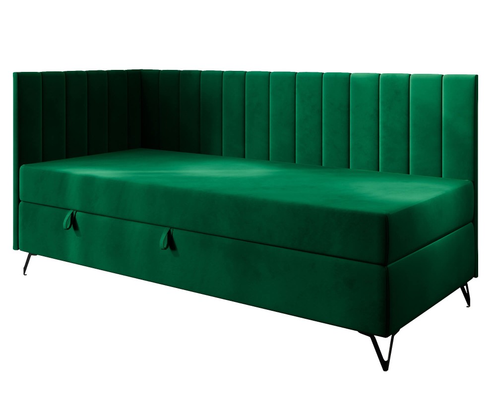 Jugendbett 80x200 cm mit Matratze, Bettkasten & Metallfüßen, AMELIA 2M