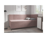 Polsterbett 90x200 cm mit Matratze, Einzelbett auf Metallfüßen, AMELIA 2M