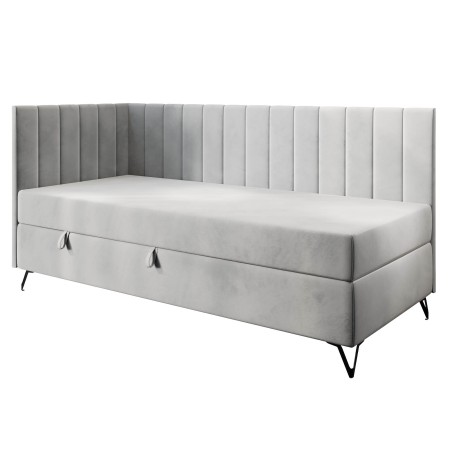 Polsterbett 90x200 cm, Einzelbett mit Matratze, Metallfüße, AMELIA 2M