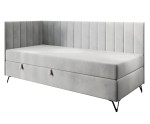 Polsterbett 90x200 cm mit Matratze, Einzelbett auf Metallfüßen, AMELIA 2M