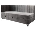 Polsterbett 90x200 cm mit Matratze, Einzelbett auf Metallfüßen, AMELIA 2M