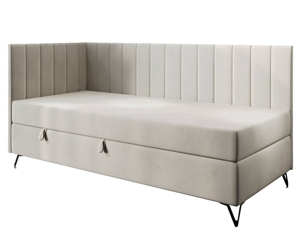 Polsterbett 90x200 cm mit Matratze, Einzelbett auf Metallfüßen, AMELIA 2M Polsterbett 90x200 cm mit Matratze, Einzelbett auf Metallfüßen, AMELIA 2M