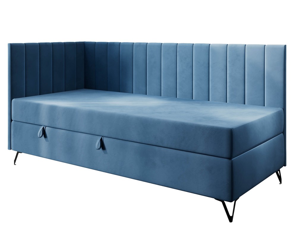 Polsterbett 90x200 cm mit Matratze, Einzelbett auf Metallfüßen, AMELIA 2M Polsterbett 90x200 cm mit Matratze, Einzelbett auf Metallfüßen, AMELIA 2M