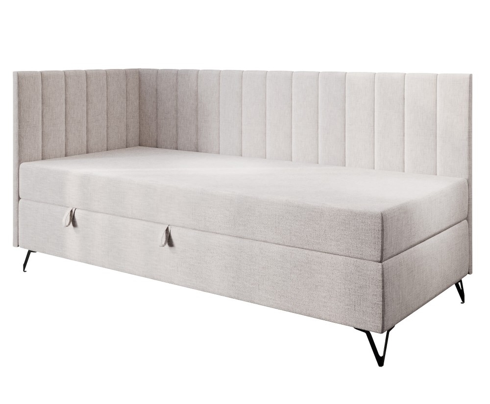 Polsterbett 90x200 cm mit Matratze, Einzelbett auf Metallfüßen, AMELIA 2M Polsterbett 90x200 cm mit Matratze, Einzelbett auf Metallfüßen, AMELIA 2M