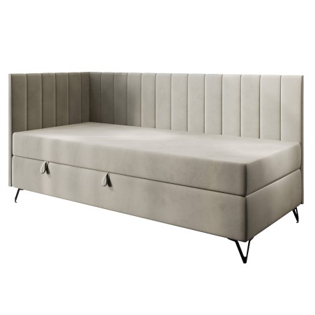 AMELIA 2M Polsterbett 90x200 cm, Einzelbett mit Matratze, Metallfüße