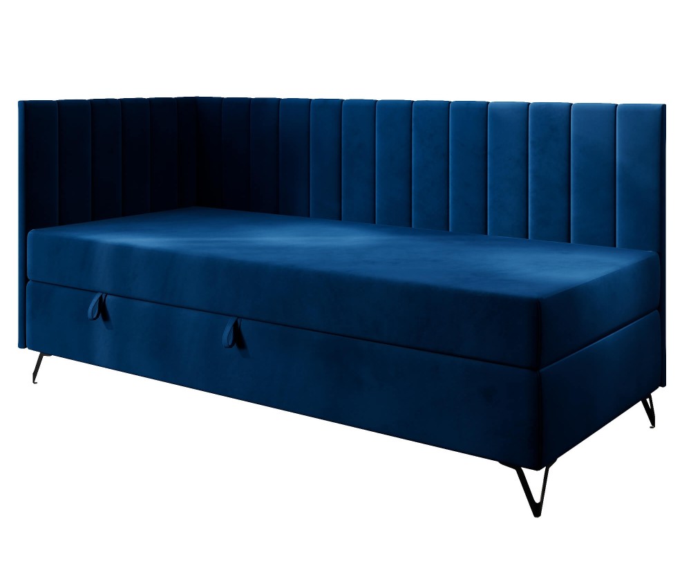 Jugendbett 100x200 cm mit Matratze und Bettkasten, Schlafsofa mit Metallfüßen, AMELIA 2M