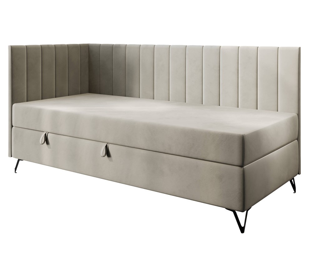 Jugendbett 100x200 cm mit Matratze und Bettkasten, Schlafsofa mit Metallfüßen, AMELIA 2M