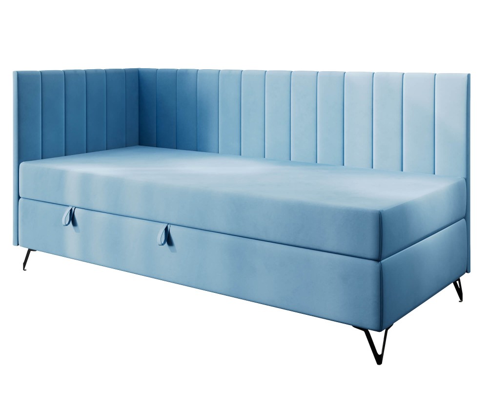 Jugendbett 100x200 cm mit Matratze und Bettkasten, Schlafsofa mit Metallfüßen, AMELIA 2M