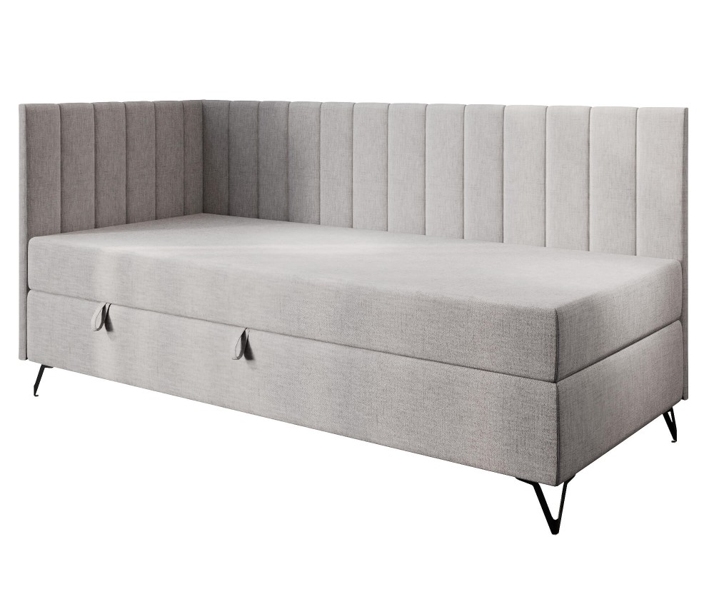 Jugendbett 100x200 cm mit Matratze und Bettkasten, Schlafsofa mit Metallfüßen, AMELIA 2M