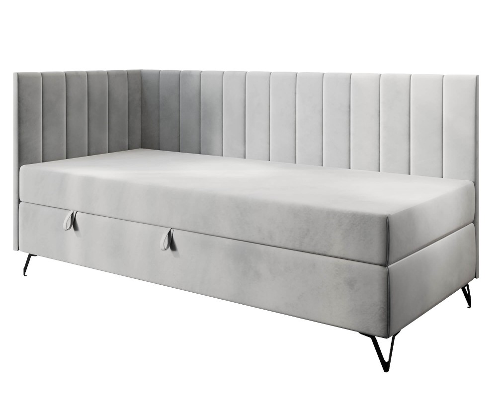 AMELIA 2M Einzelbett 120x200 cm, Polsterbett mit Matratze, Metallfüße