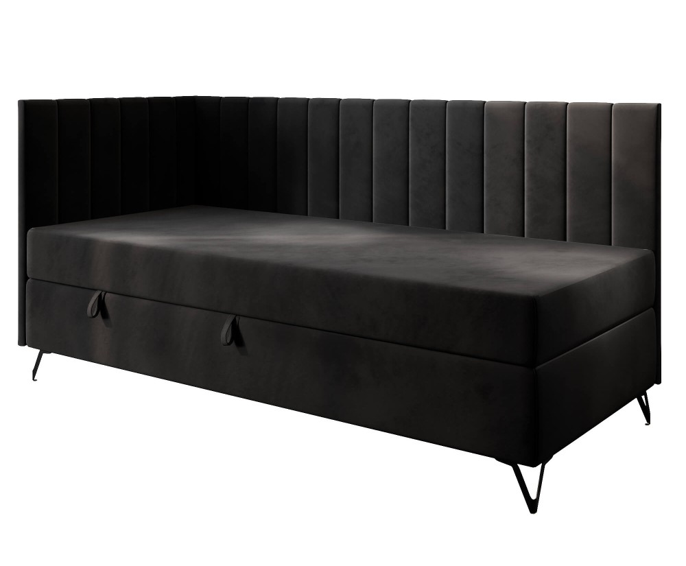Einzelbett 120x200 cm mit Bonell-Matratze und Stauraum, stilvolle Metallfüße, AMELIA 2M