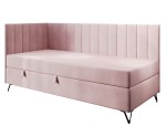Einzelbett 120x200 cm mit Bonell-Matratze und Stauraum, stilvolle Metallfüße, AMELIA 2M