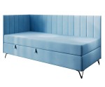 Einzelbett 120x200 cm mit Bonell-Matratze und Stauraum, stilvolle Metallfüße, AMELIA 2M