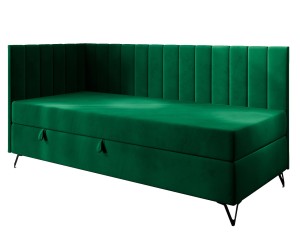 Einzelbett 120x200 cm mit Bonell-Matratze und Stauraum, stilvolle Metallfüße, AMELIA 2M