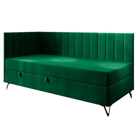 Einzelbett 120x200 cm mit Bonell-Matratze und Stauraum, stilvolle Metallfüße, AMELIA 2M