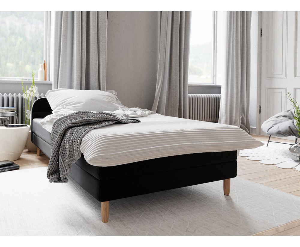 Hotelbett, Einzelbett 90x200 cm, mit Kopfteil und Bonellfederkernmatratze, FREZJA M3