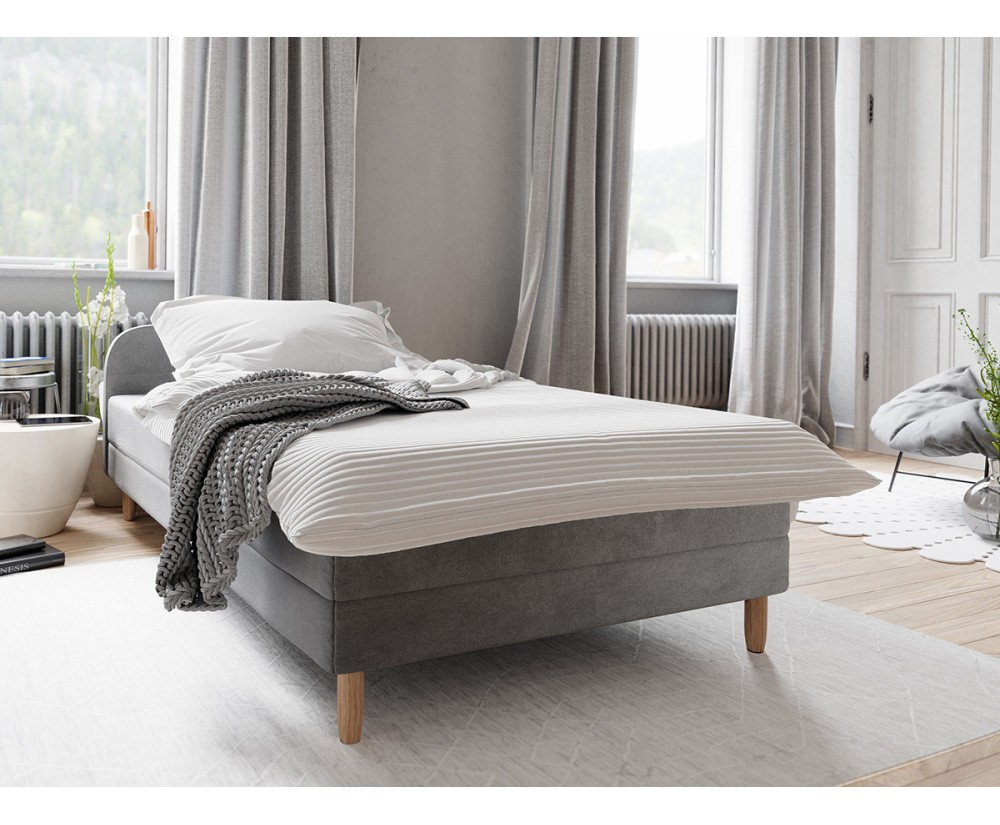 Hotelbett, Einzelbett 90x200 cm, mit Kopfteil und Bonellfederkernmatratze, FREZJA M3